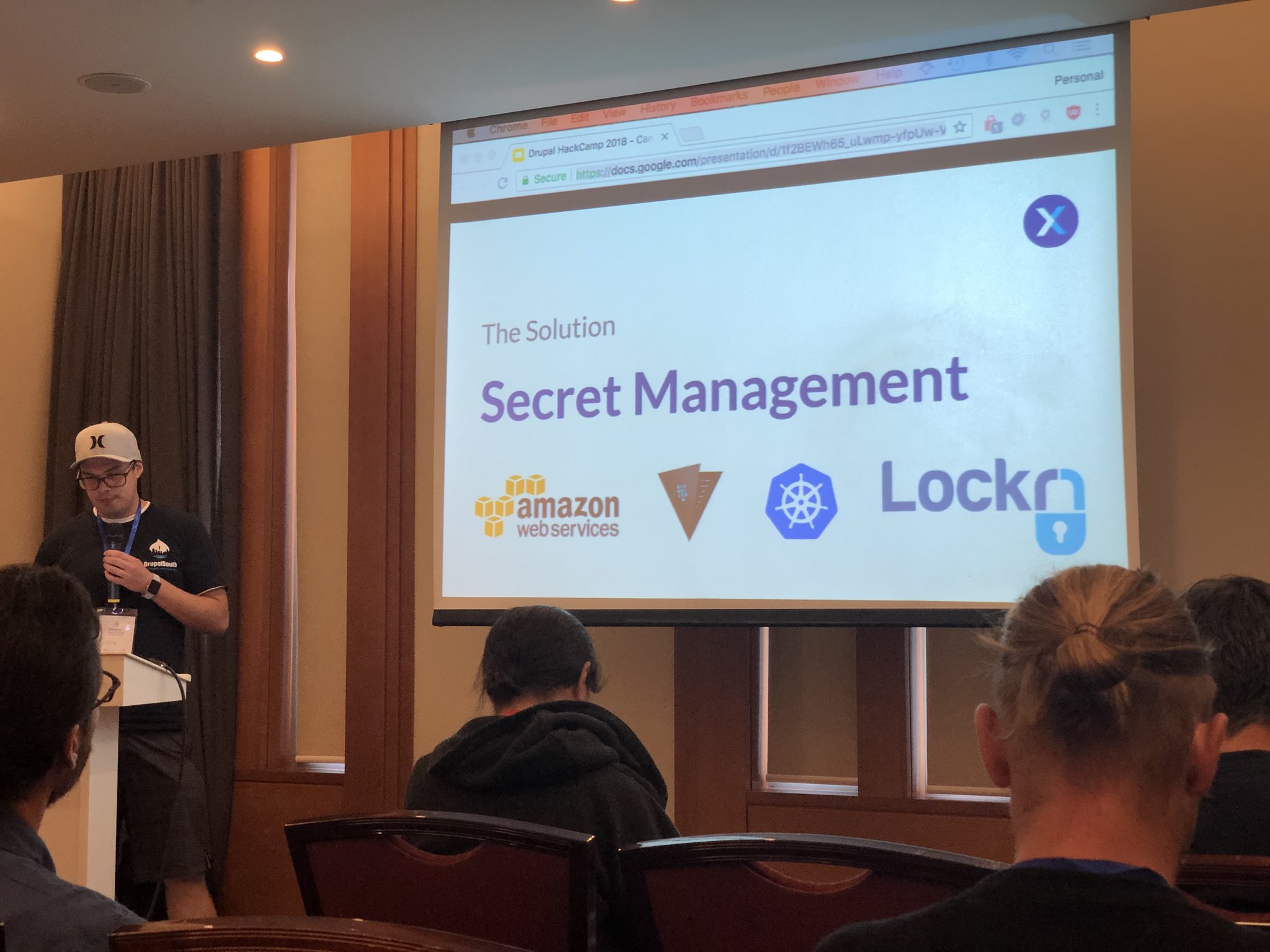 Nick Santamaria presenting at Drupal HackCamp 2018